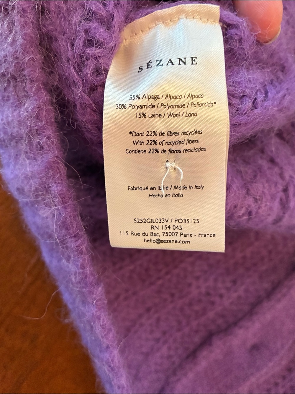 Sezane Emile Amethyst Cardigan XL - Picture 5 of 6
